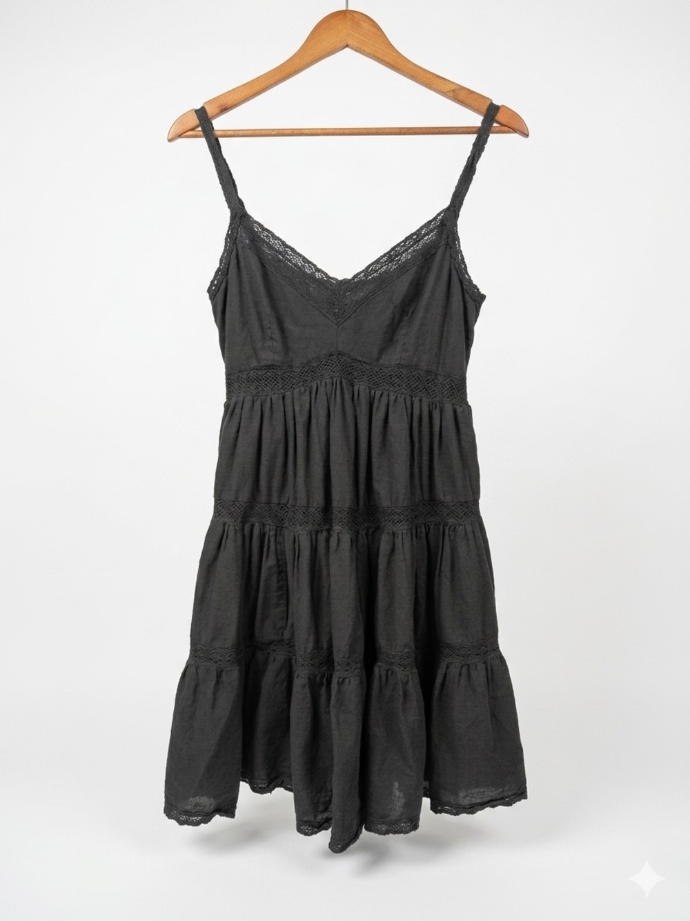 3 for $30- NWOT Primark Black Lace-Trim Tiered Mini Dress